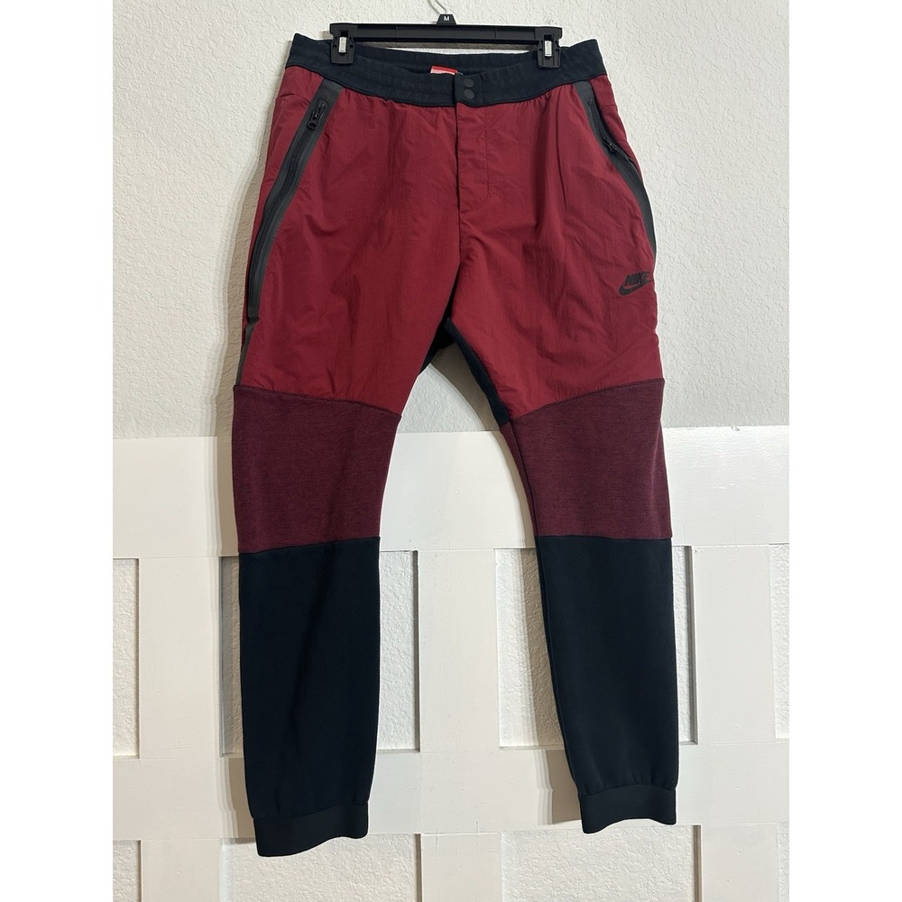 Nike Tech Fleece 2 Mens Size Large Pants Red Burgundy Black Red Tag